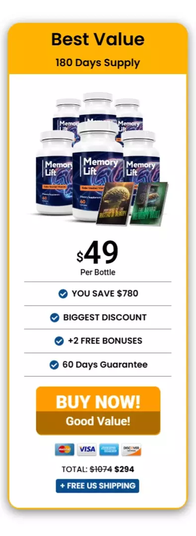 Memory Lift™ 6 bottles pricing